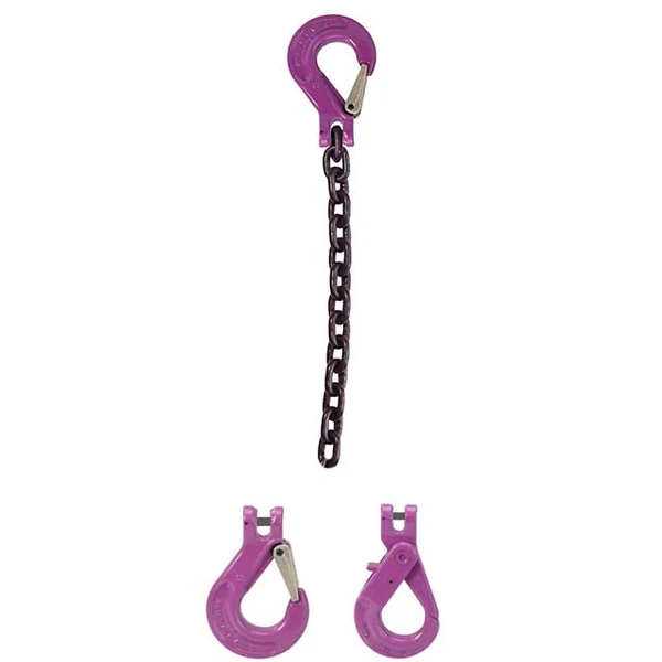 9/32" x 3' Single Leg Chain Sling w/ Sling & Sling Hooks - Grade 100