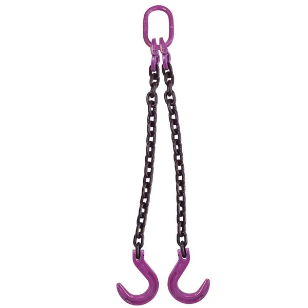 3/8" x 3' 2 Leg Chain Sling w/ Foundry Hooks - Grade 100