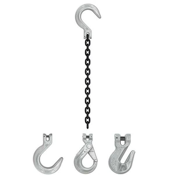 1/2" x 3' Domestic Single Leg Chain Sling with Crosby Grab & Foundry Hooks - Grade 100