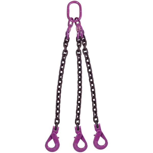 9/32" x 6' 3 Leg Chain Sling w/ Self-Locking Hooks - Grade 100