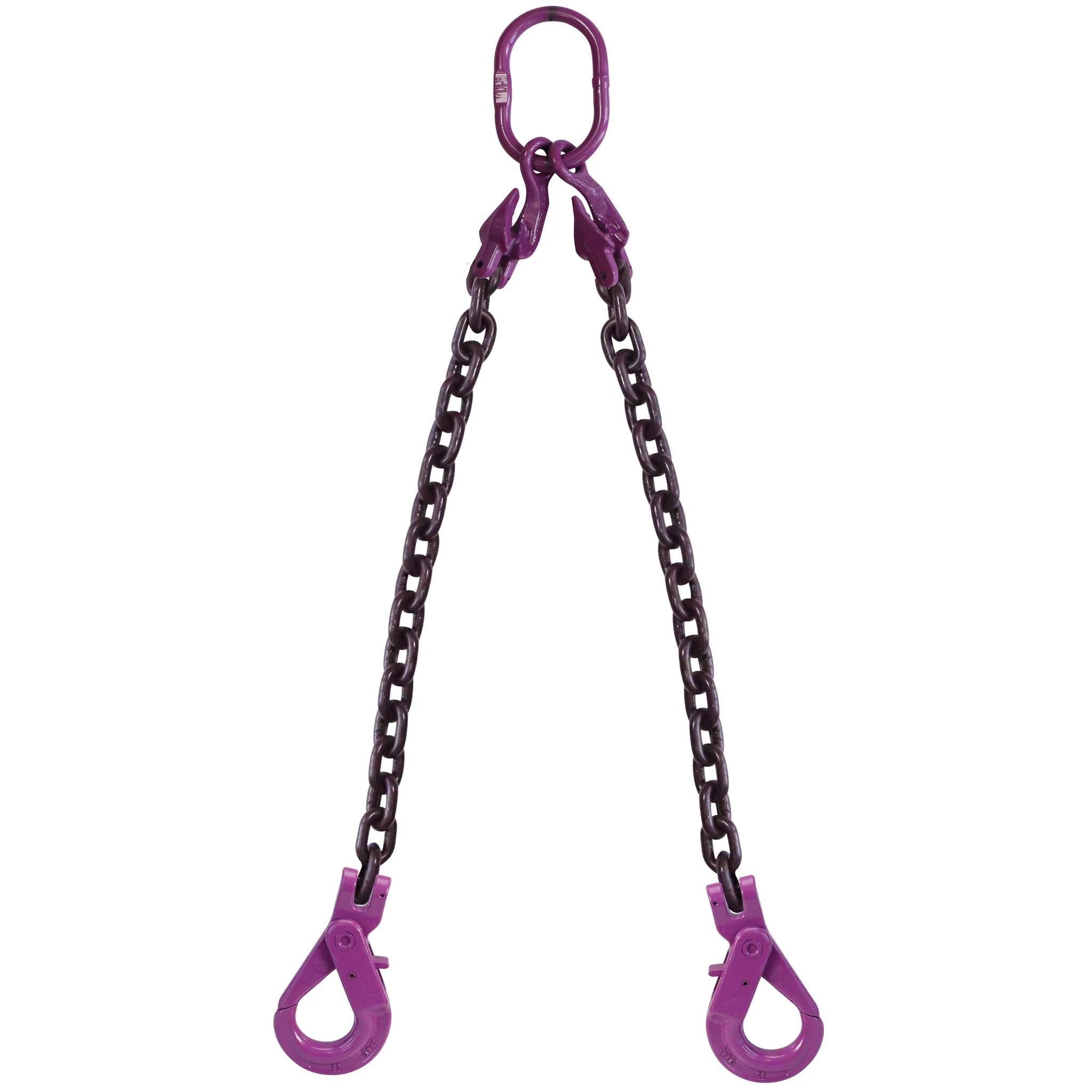 3/8" x 5' Adjustable 2 Leg Chain Sling w/ Self-Locking Hooks - Grade 100