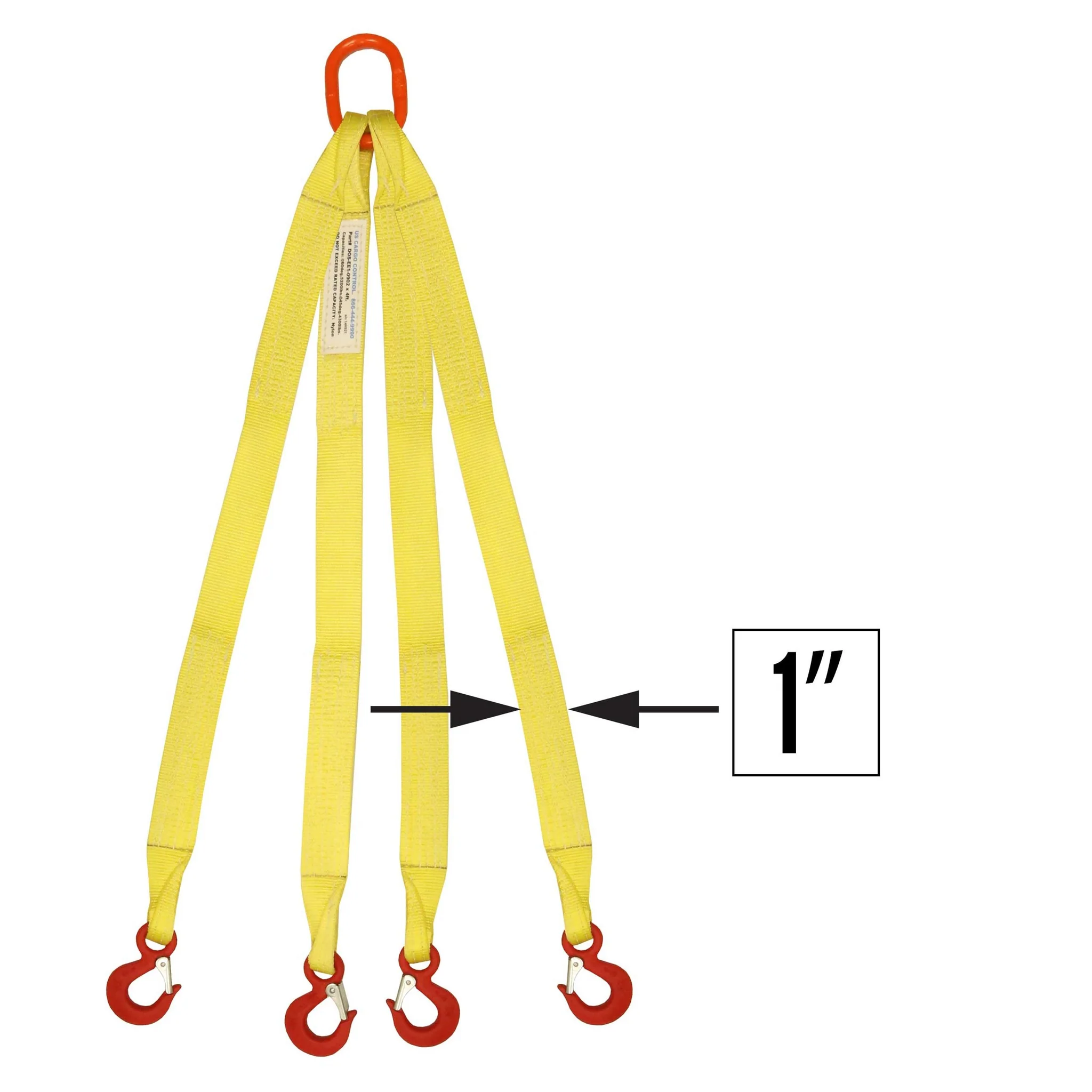 1"x20' (1 ply) Quad Leg Nylon Sling w/ Master Link & Sling Hook
