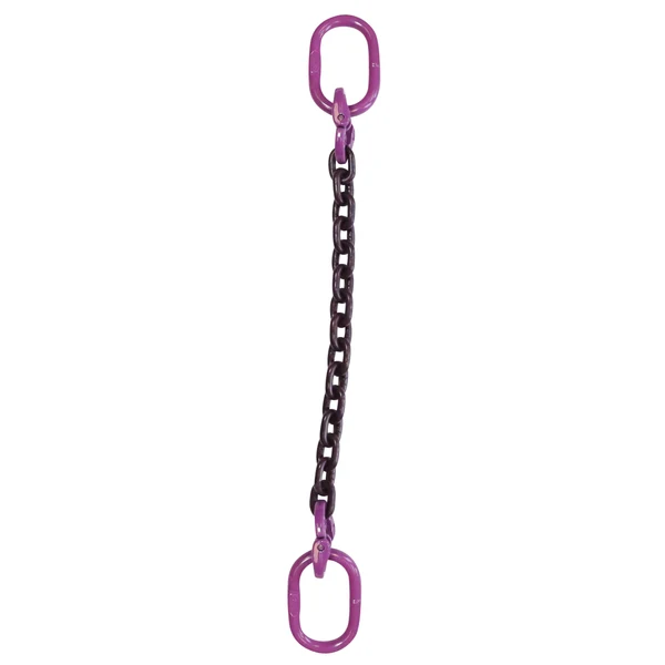 9/32" x 14' Single Leg Chain Sling w/ Oblong Master Links - Grade 100