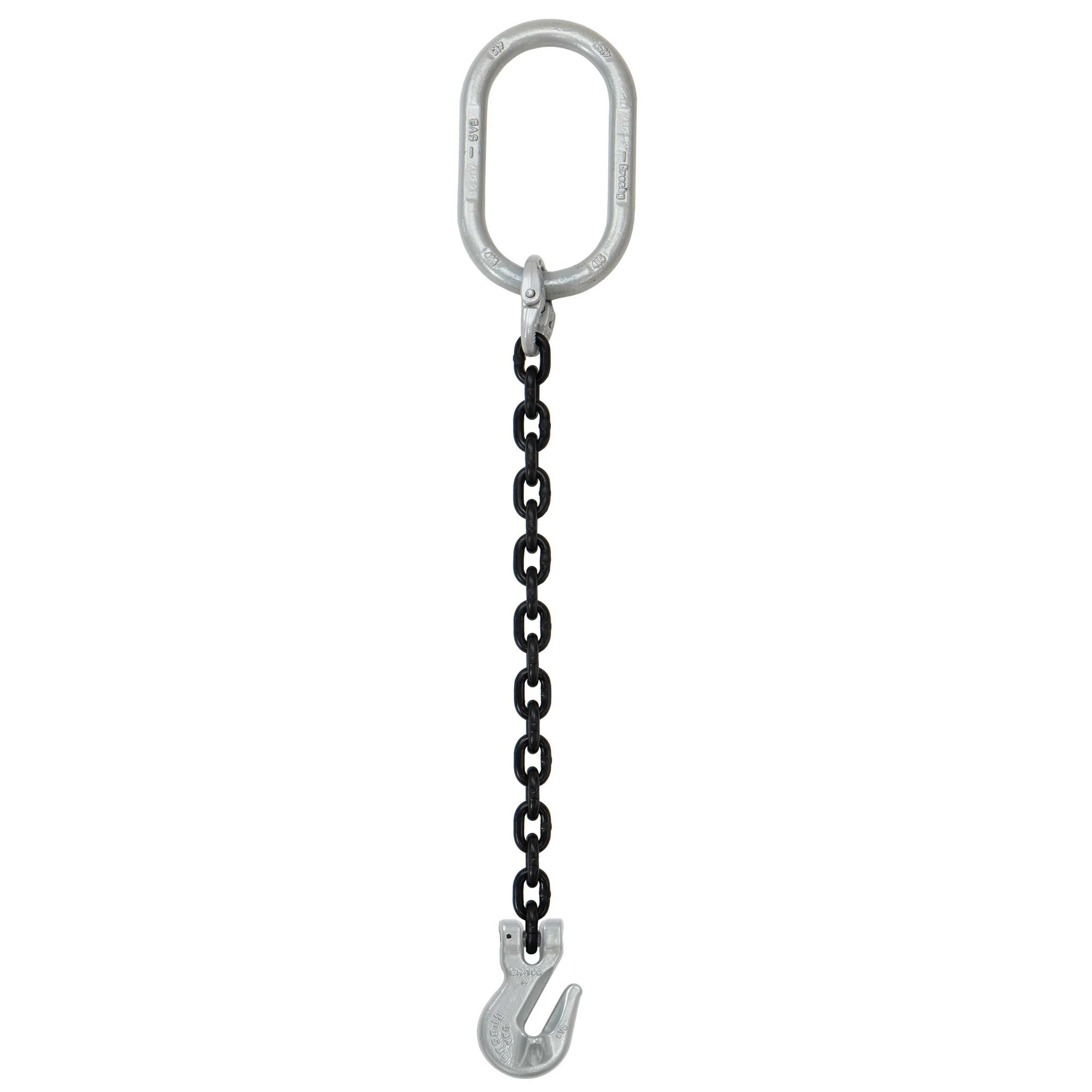1/2" x 12' Domestic Single Leg Chain Sling with Crosby Grab Hook - Grade 100