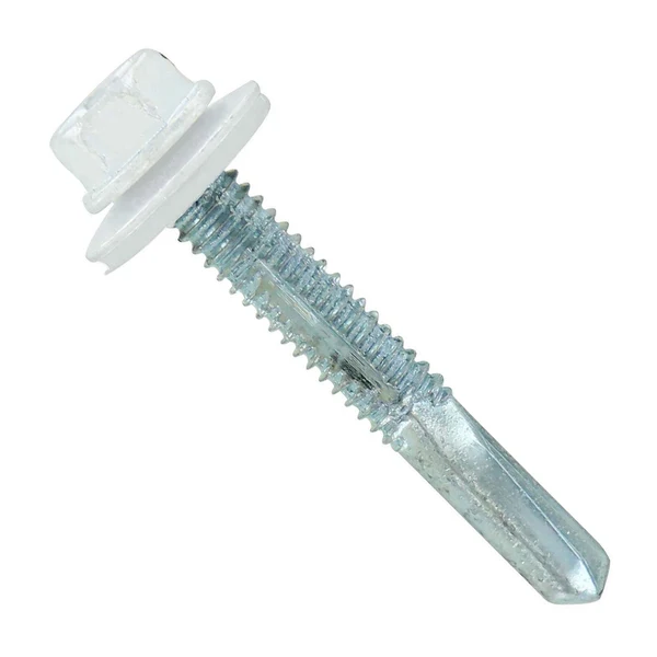 ST Fastening #12-24 x 1-1/2" HG Steelbinder Self-Drilling Metal Roofing Screw - Bright White, Pkg 250
