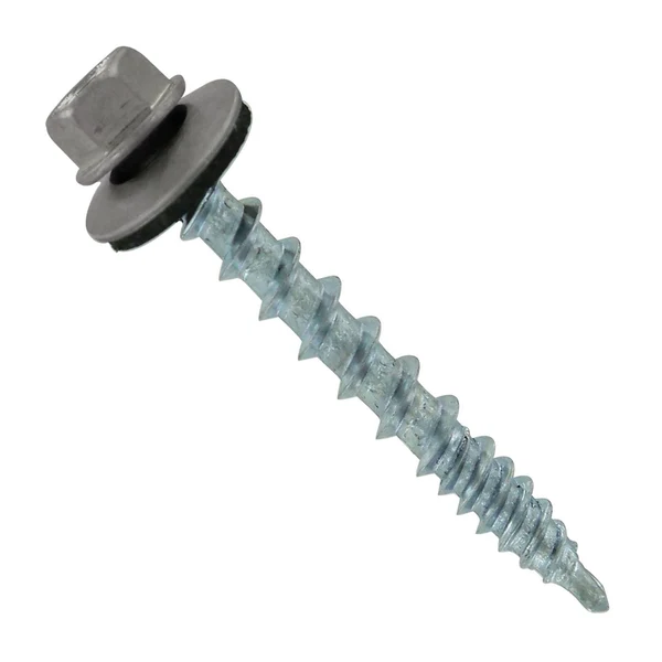 ST Fastening #10 x 1-1/2" Kwikseal Woodbinder Metal Roofing Screw - Ash Gray, Pkg 250