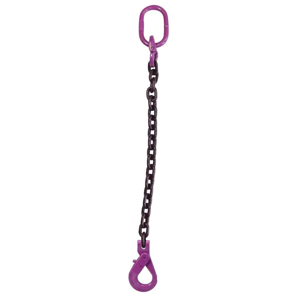 5/16" x 12' Single Leg Chain Sling w/ Self-Locking Hook - Grade 100
