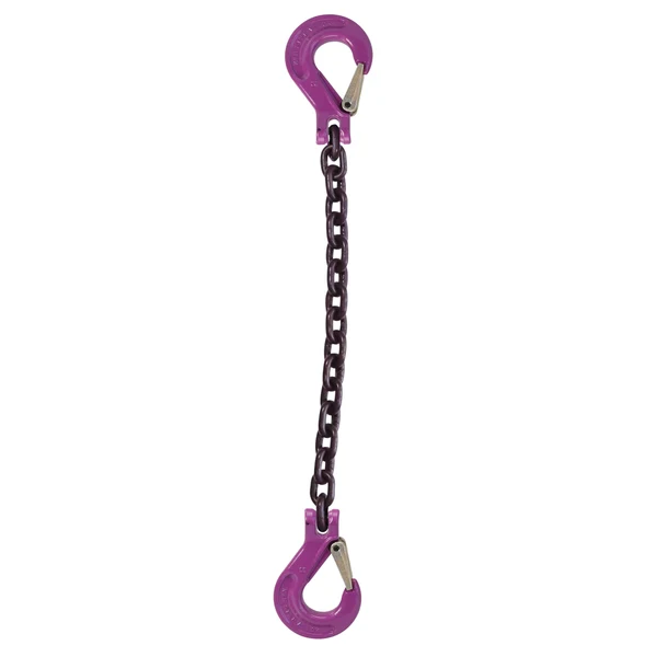 5/8" x 5' Single Leg Chain Sling w/ Sling & Sling Hooks - Grade 100
