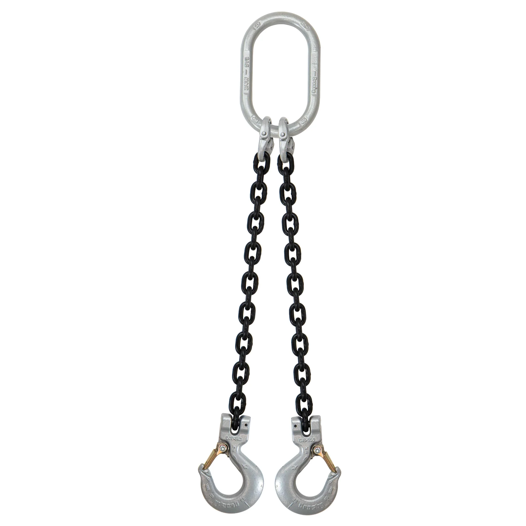 3/4" x 16' Domestic 2 Leg Chain Sling with Crosby Sling Hooks - Grade 100