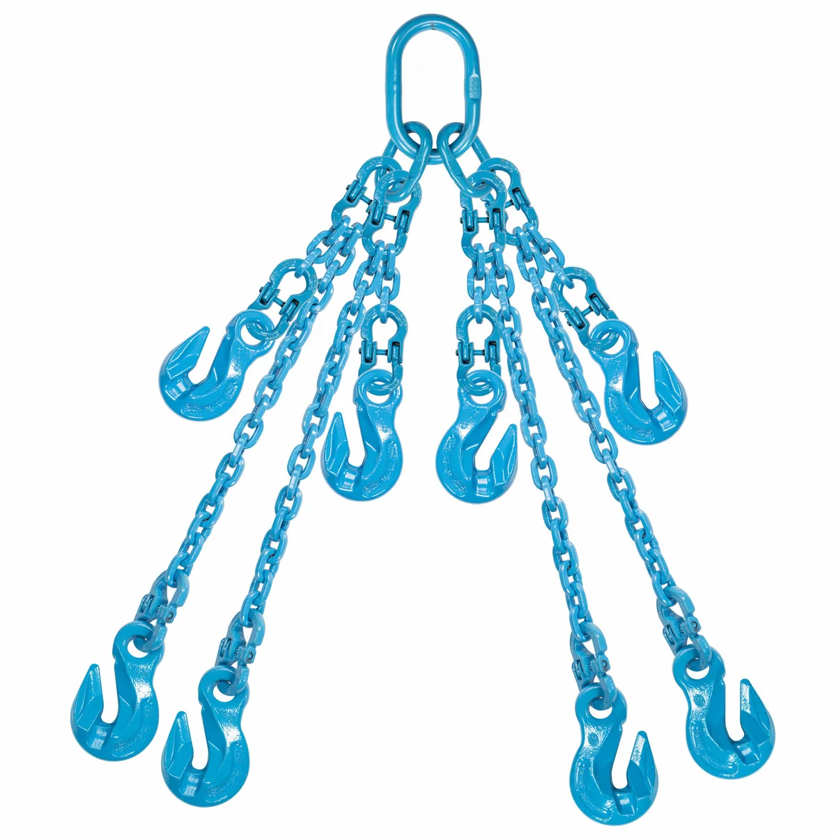 9/32" x 5' Pewag Adjustable 4 Leg Chain Sling w/ Grab Hooks - Grade 120
