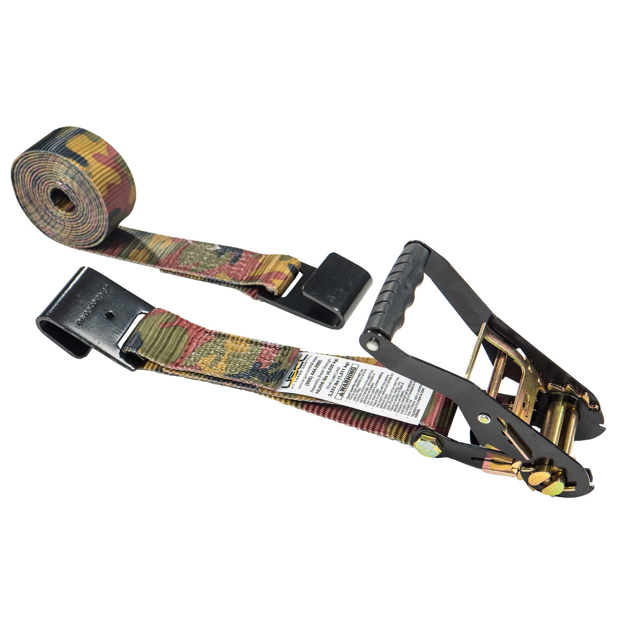 2" x 27' Camo Ratchet Strap with Flat Hooks
