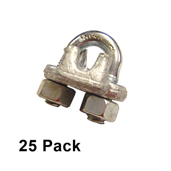 1/8" Galvanized Drop Forged Wire Rope Clips (25 pack)