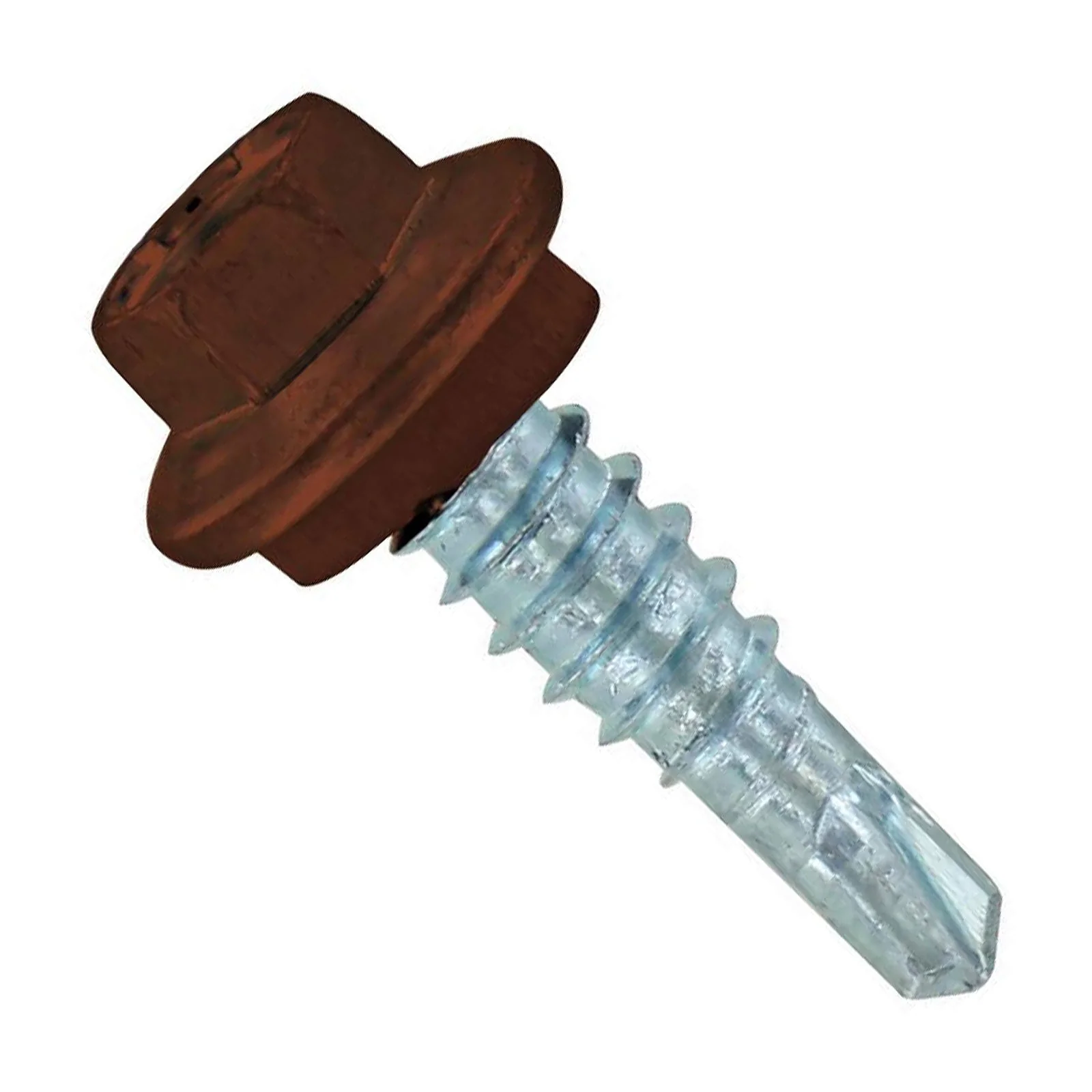 ST Fastening #14 X 7/8" Self-Drilling Maxx Steelbinder Metal Roofing Screw, Hex-Washer Head - Brown, Qty. 250