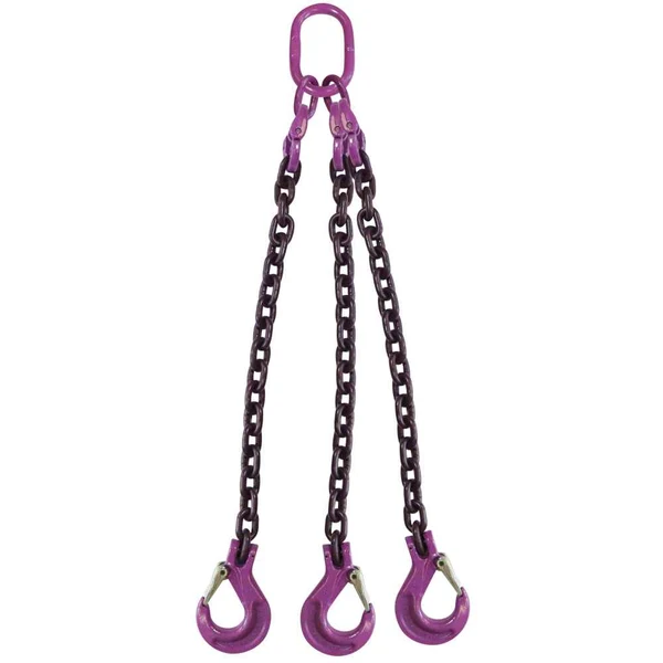 5/16" x 8' 3 Leg Chain Sling w/ Sling Hooks - Grade 100