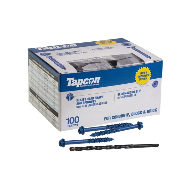 Tapcon 3/16" x 2-3/4" Blue Concrete Screw, Hex Head - Climaseal | Qty. 100