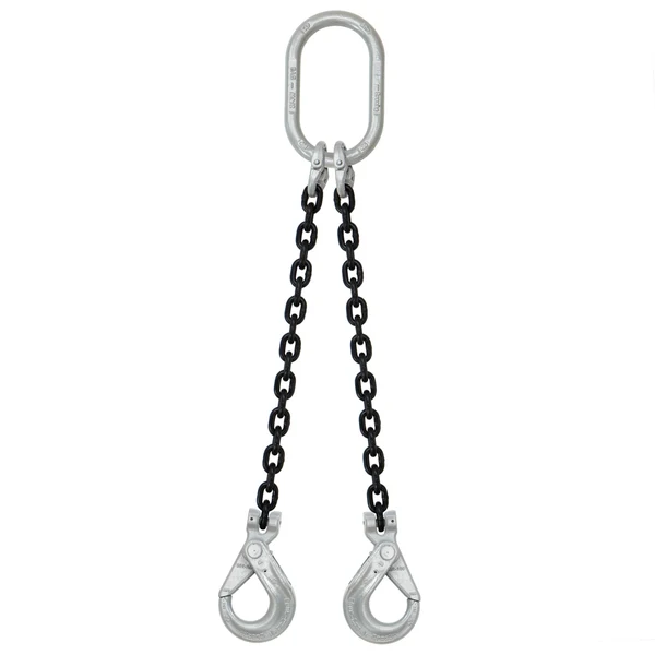 5/8" x 8' Domestic 2 Leg Chain Sling with Crosby Self-Locking Hooks - Grade 100