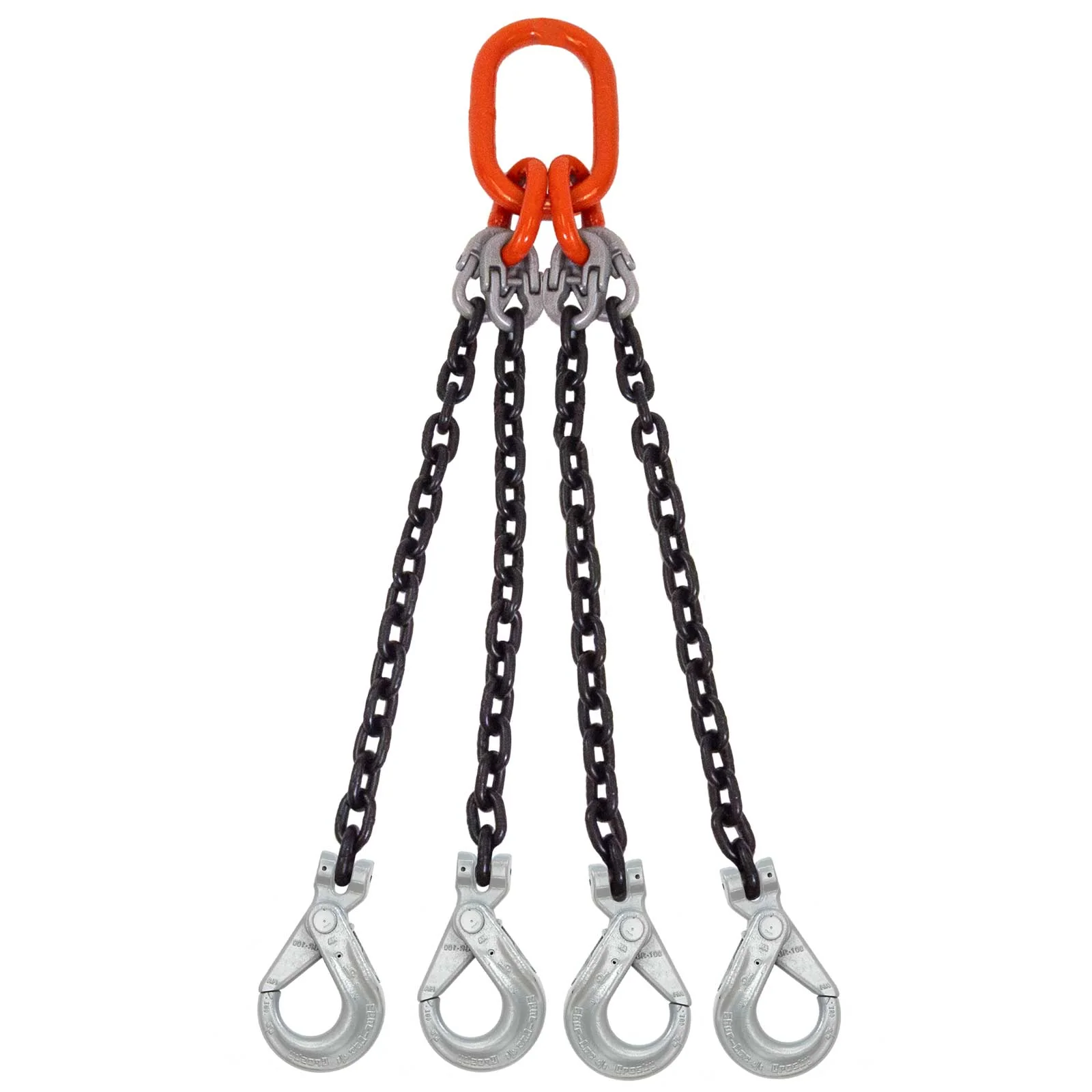 3/8" x 5' Domestic 4 Leg Chain Sling with Crosby Self-Locking Hooks - Grade 100