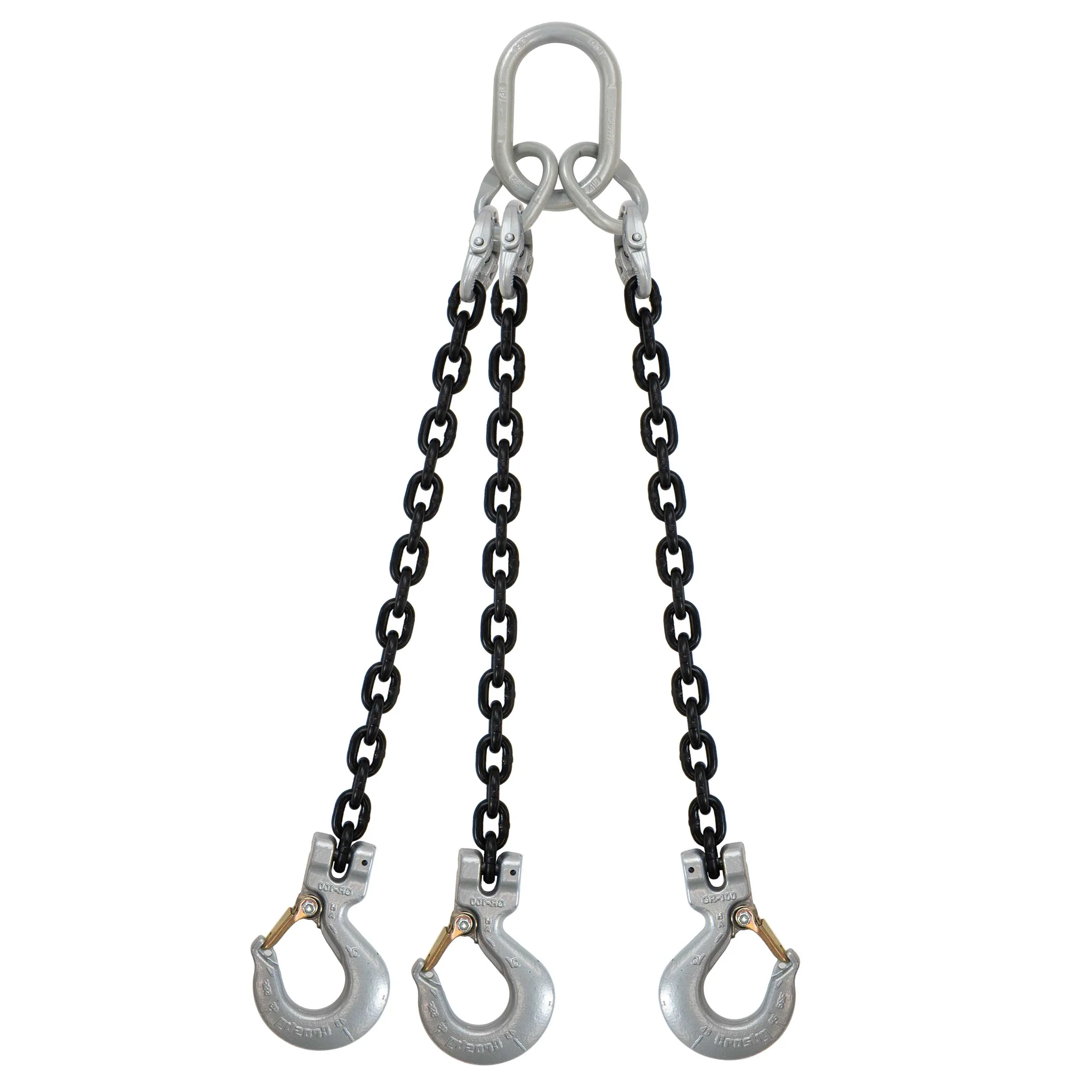 3/4" x 16' Domestic 3 Leg Chain Sling with Crosby Sling Hooks - Grade 100