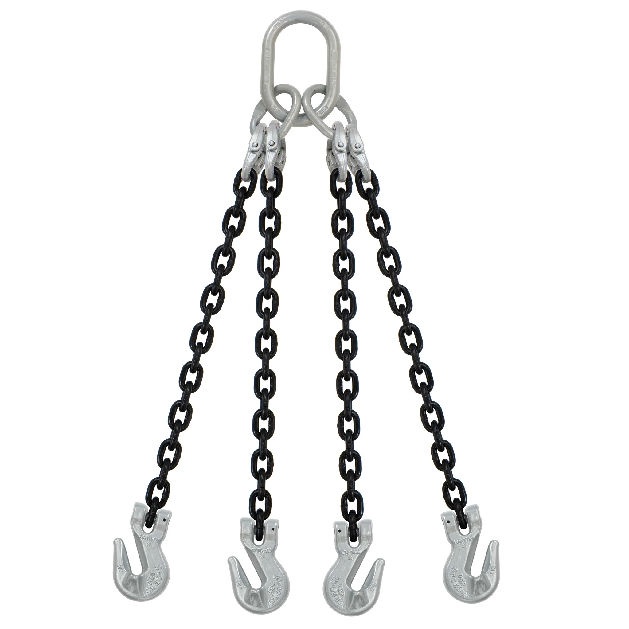 3/4" x 18' Domestic 4 Leg Chain Sling with Crosby Grab Hooks - Grade 100