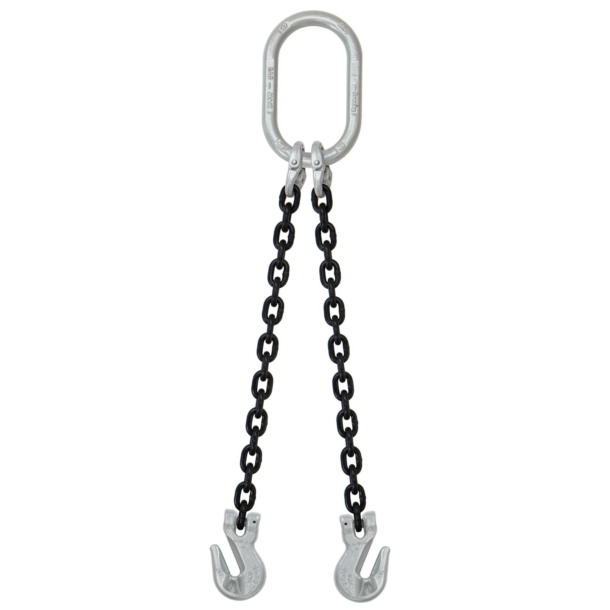 1/2" x 10' Domestic 2 Leg Chain Sling with Crosby Grab Hooks - Grade 100
