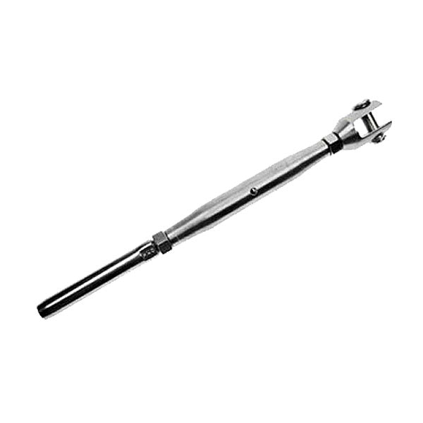 3/8" x 5" Machined Fork/Swage Stud Stainless Steel Turnbuckle | 1/4" Cable