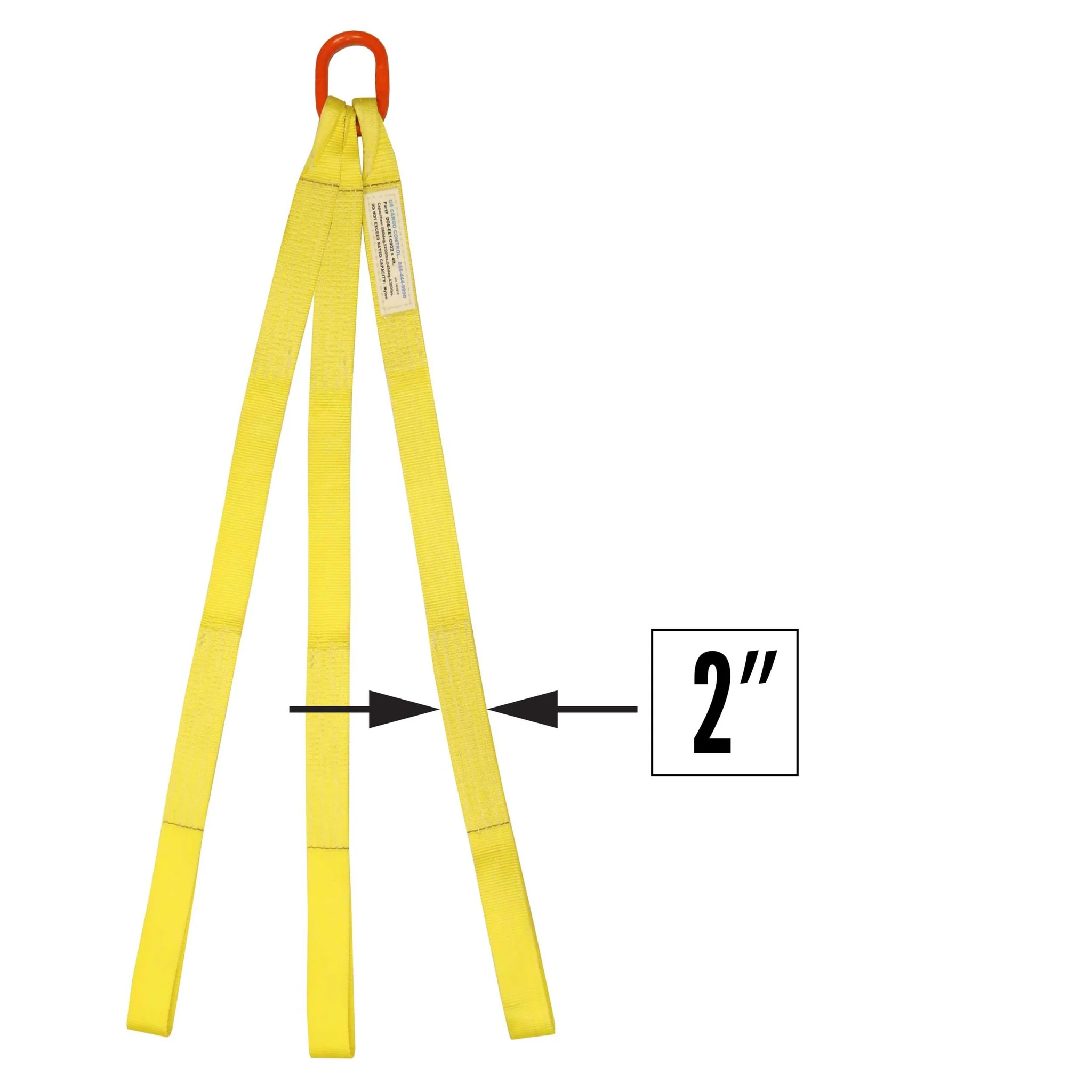 2"x4' (2 ply) Triple Leg Nylon Sling w/ Master Link & Sewn Loop