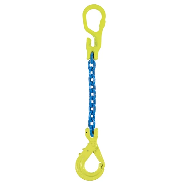 3/8" x 15' Adjustable Single Leg Chain Sling w/ Gunnebo Chain and Self-Locking Hook - Grade 100