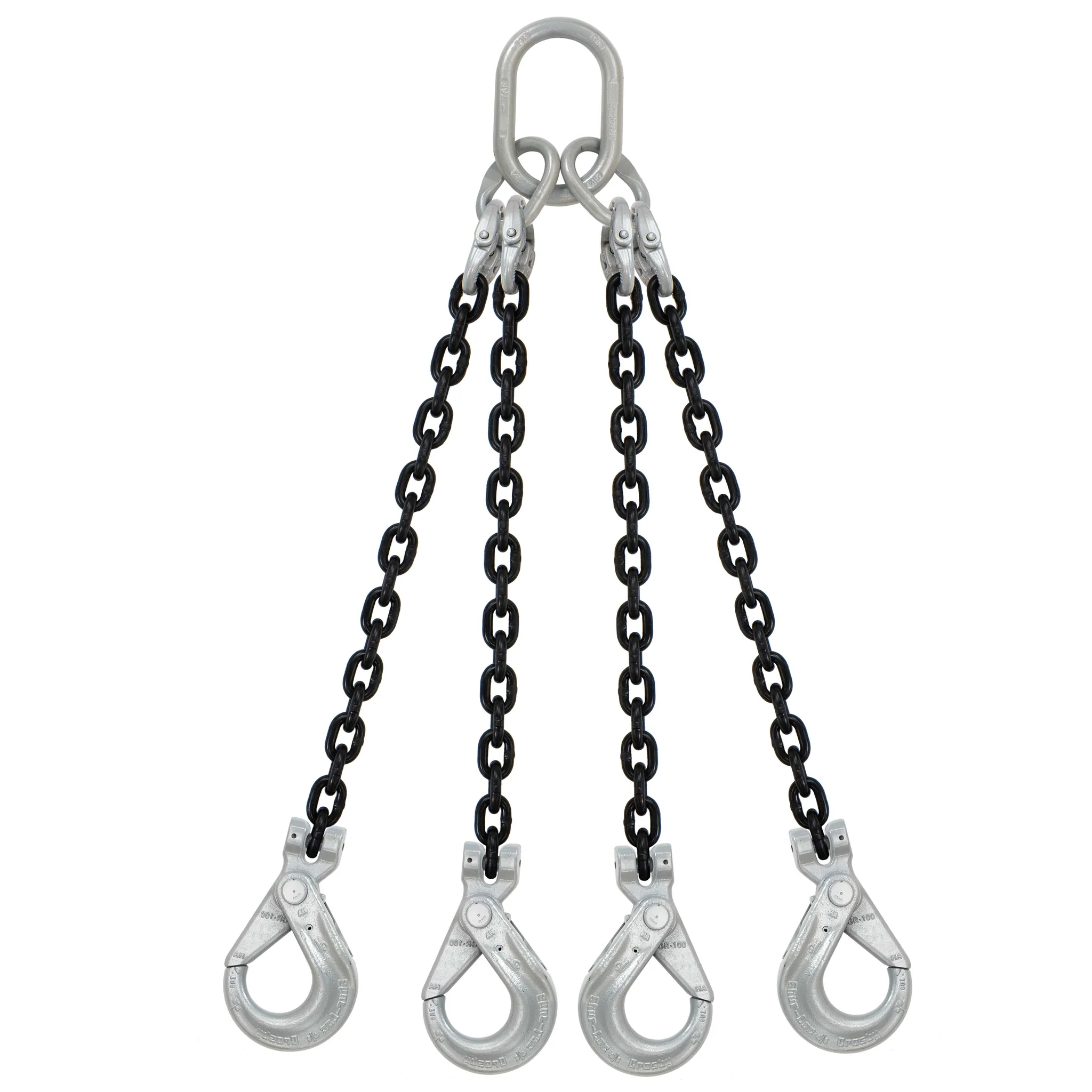 5/16" x 14' Domestic 4 Leg Chain Sling with Crosby Self-Locking Hooks - Grade 100