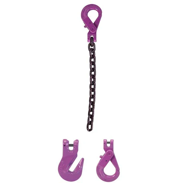 5/16" x 3' Single Leg Chain Sling w/ Grab & Self-Locking Hooks - Grade 100
