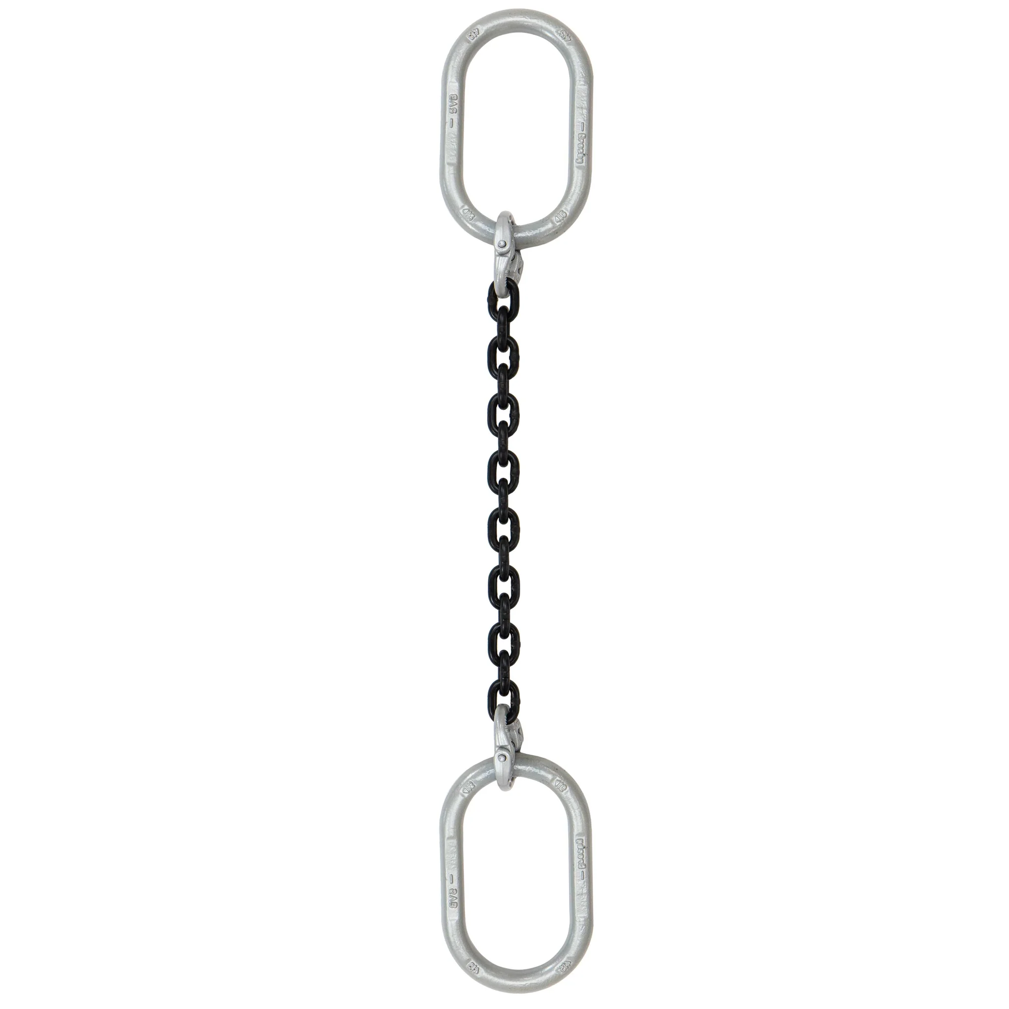 3/8" x 5' Domestic Single Leg Chain Sling with Crosby Oblong Master Links - Grade 100