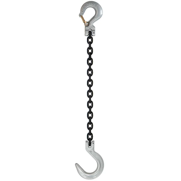 3/8" x 6' Domestic Single Leg Chain Sling with Crosby Sling & Foundry Hooks - Grade 100