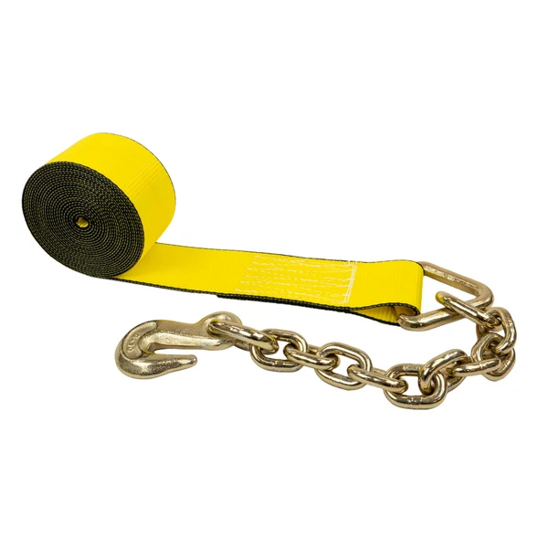3" X 20' Winch Strap with Chain Extension | Yellow