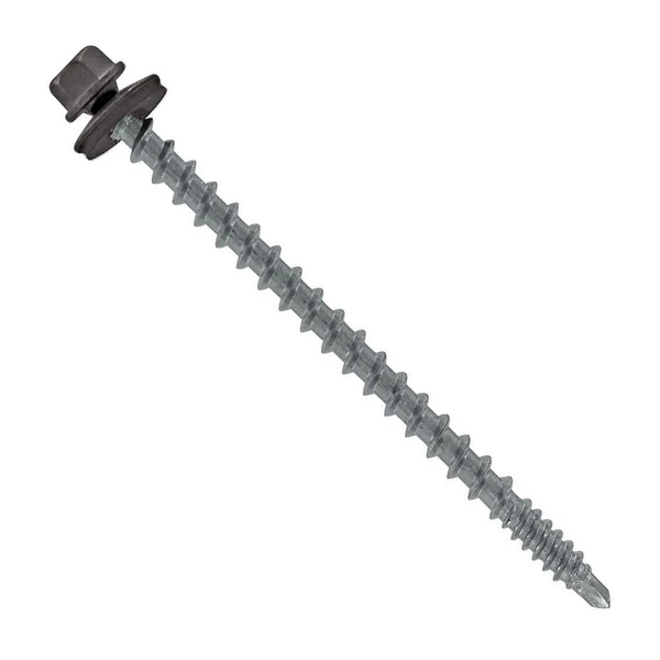 ST Fastening #10 x 3" Kwikseal Woodbinder Metal Roofing Screw - Charcoal Gray, Pkg 250