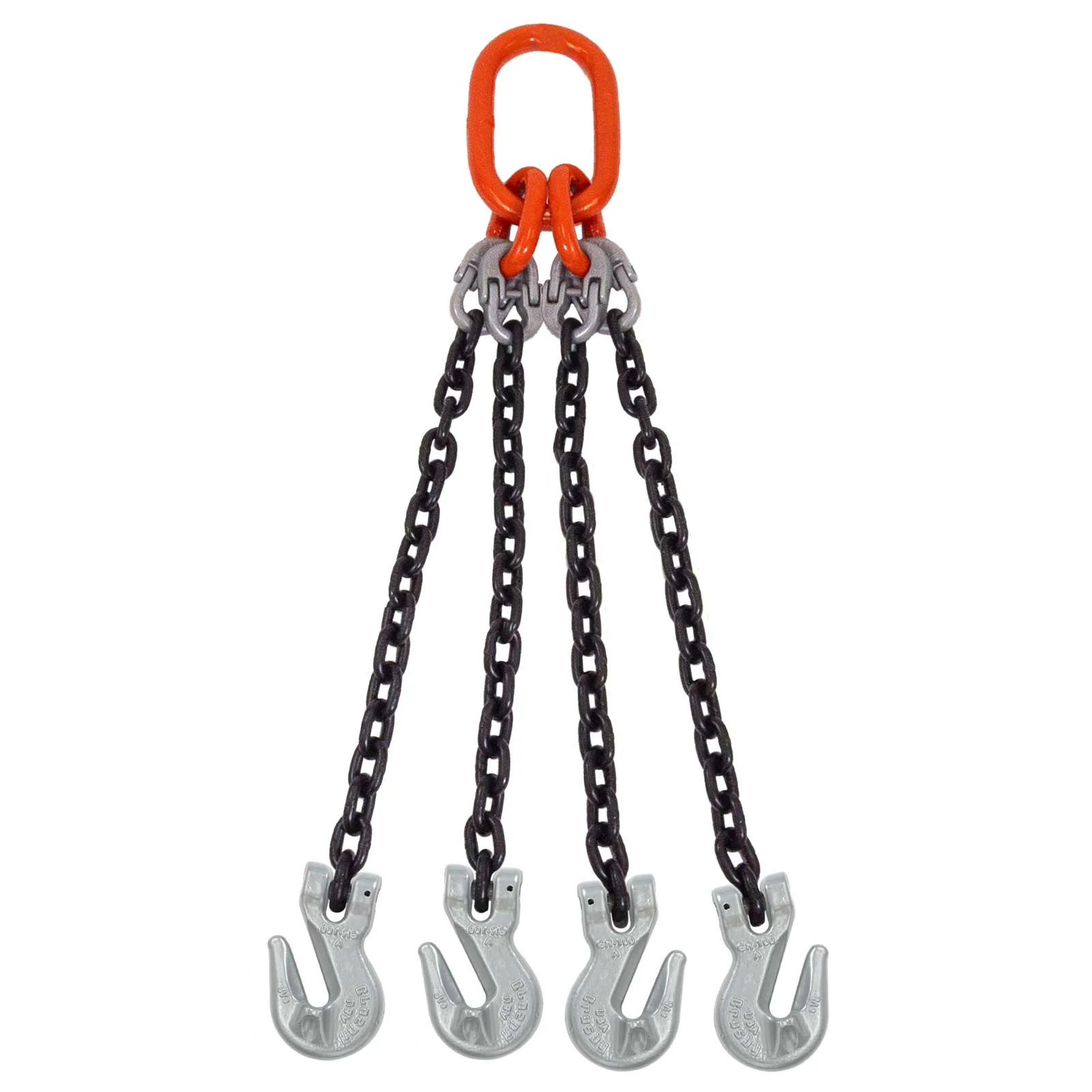 5/8" x 20' Domestic 4 Leg Chain Sling with Crosby Grab Hooks - Grade 100