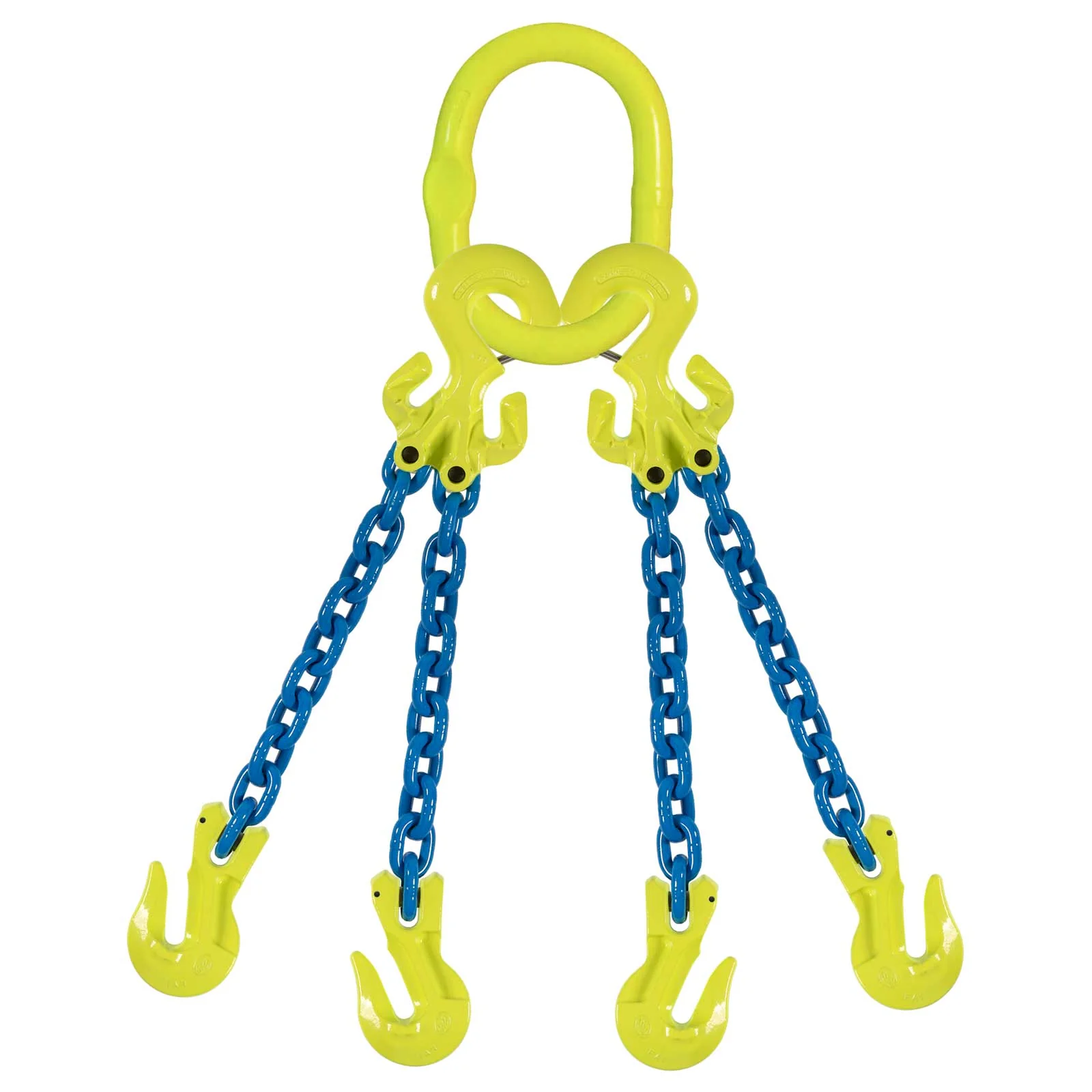 1/2" x 20' Adjustable 4 Leg Chain Sling w/ Gunnebo Chain and Grab Hooks - Grade 100