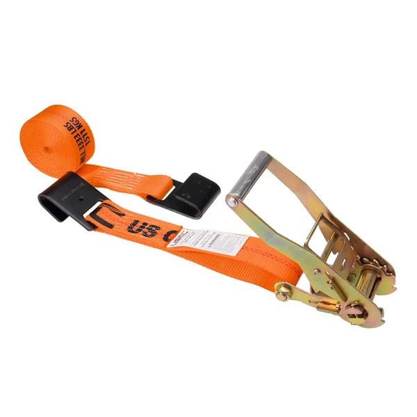 2" x 50' Ratchet Strap with Flat Hooks | Orange