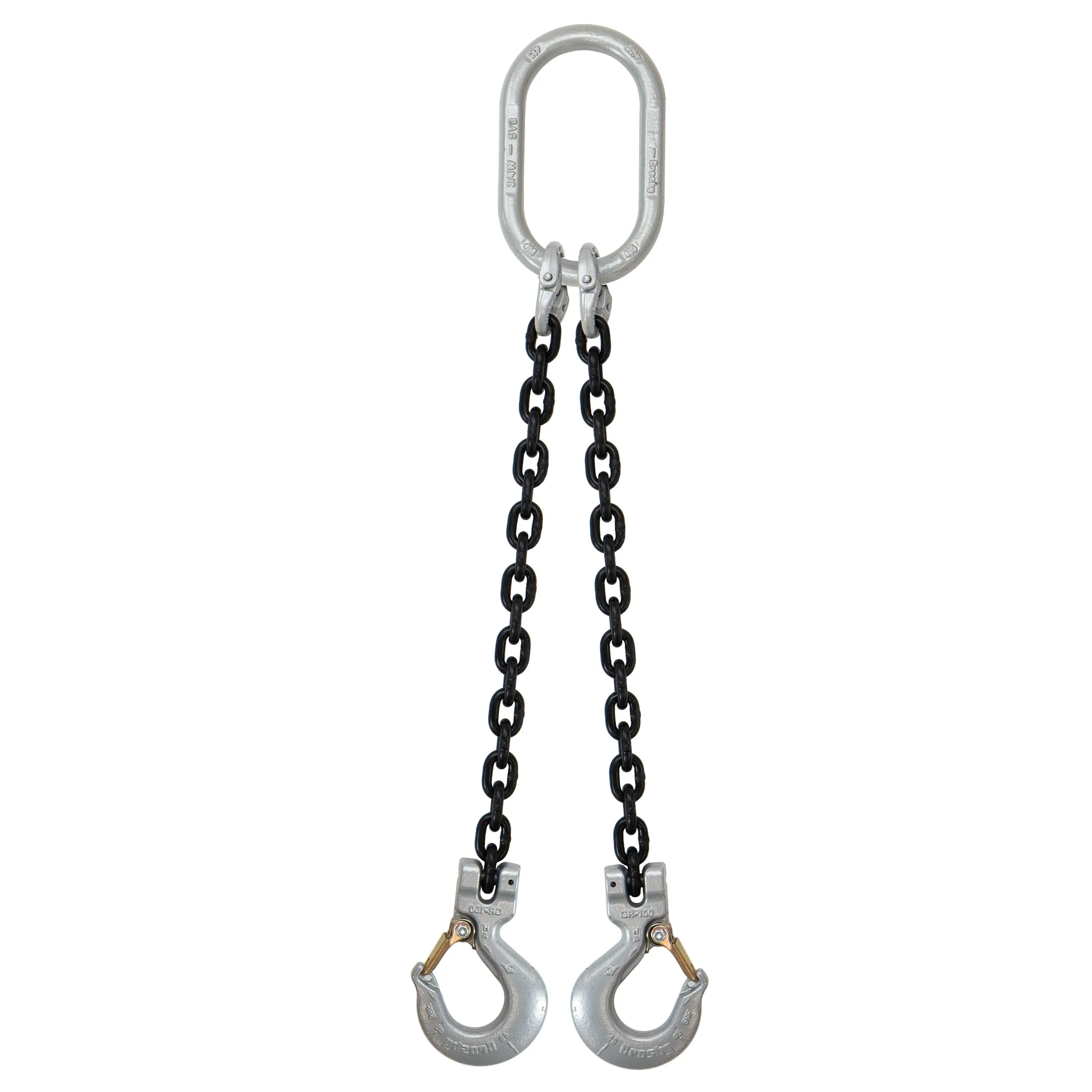 5/16" x 10' Domestic 2 Leg Chain Sling with Crosby Sling Hooks - Grade 100