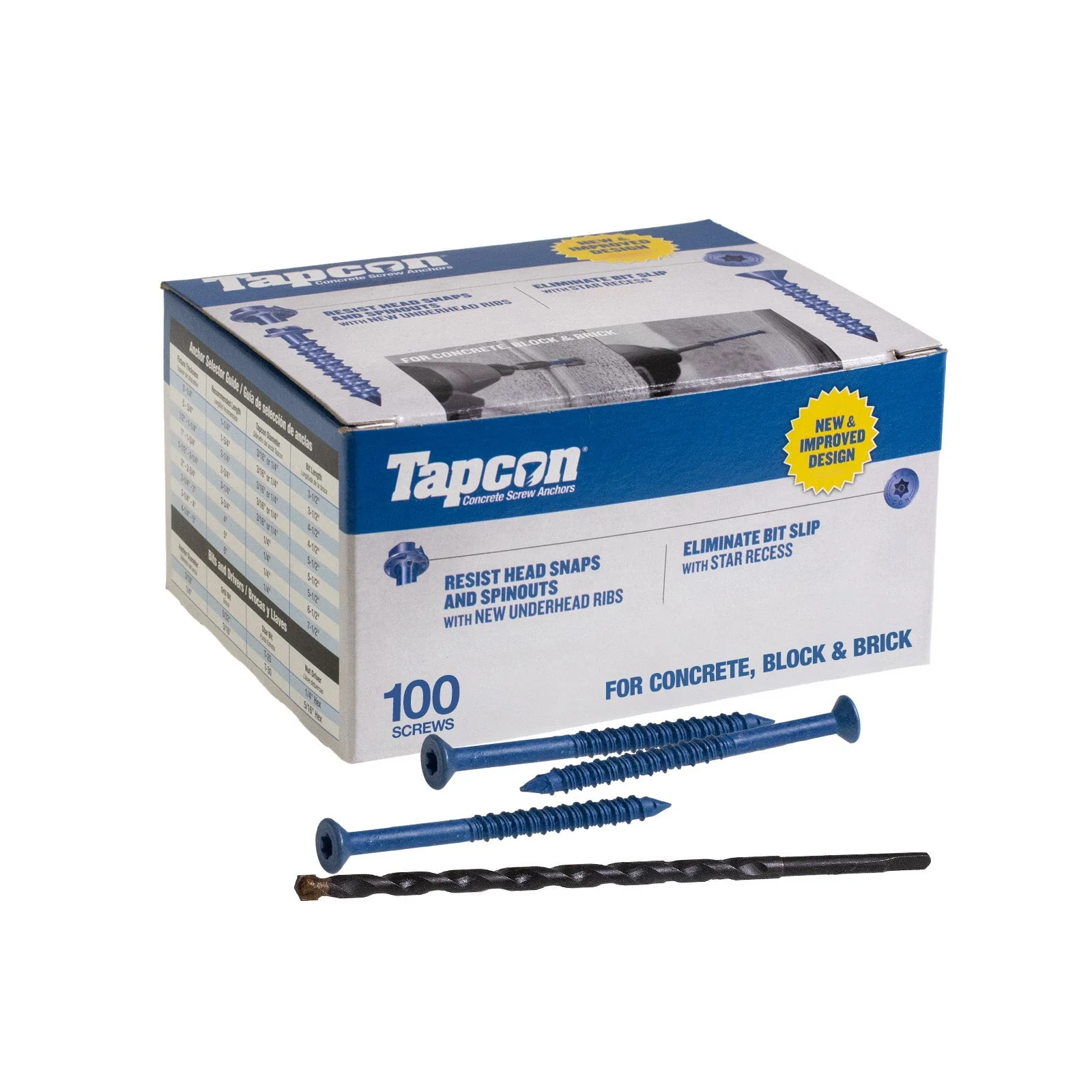 Tapcon 1/4" x 3-3/4" Blue Concrete Screw, Star Flat Head - Climaseal | Qty. 100