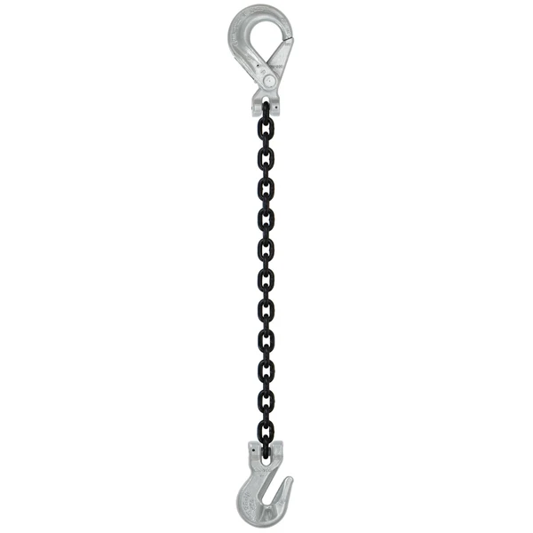 5/8" x 6' Domestic Single Leg Chain Sling with Crosby Grab & Self-Locking Hooks - Grade 100