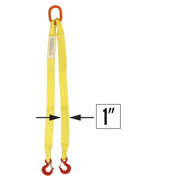 1"x10' (2 ply) Double Leg Nylon Sling w/ Master Link & Sling Hook