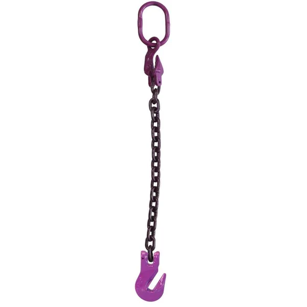 1/2" x 5' Adjustable Single Leg Chain Sling w/ Grab Hook - Grade 100