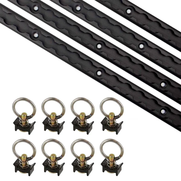 4' L Track Tie Down System Kit | Black Aluminum L-Track | 2-Pack