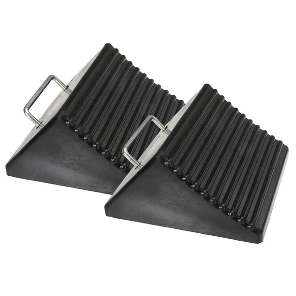 8" Rubber Wedge-Style Wide Wheel Chock - 2 Pack