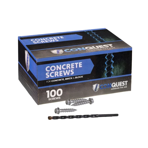 1/4" x 1-1/4" Conquest Hex Concrete Screw - 410 Stainless Steel, Pkg 100