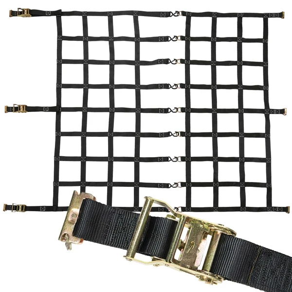 82" x 82" Heavy-Duty Cargo Net with Center Opening | Ratchets & E-Track Fittings