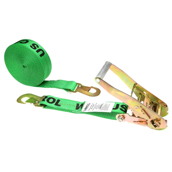 2" x 27' Ratchet Strap with Flat Snap Hooks | Green