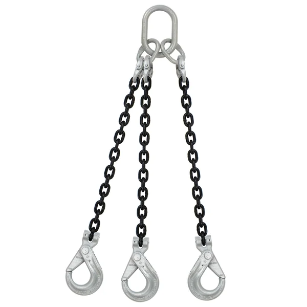 9/32" x 12' 3 Leg Chain Sling w/ Self-Locking Hooks - Grade 100