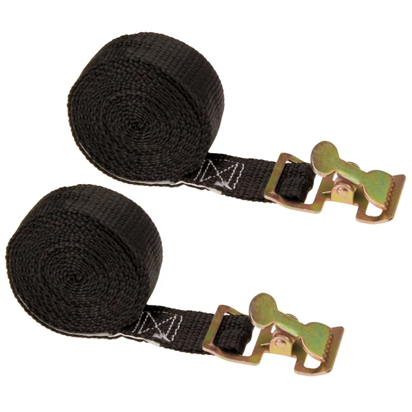 1" x 8' Black Action Spring Buckle Strap - 2 pack