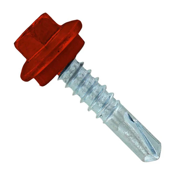 ST Fastening #12 X 1" Self-Drilling Maxx Steelbinder Metal Roofing Screw, Hex-Washer Head - Rustic Red, Qty. 250