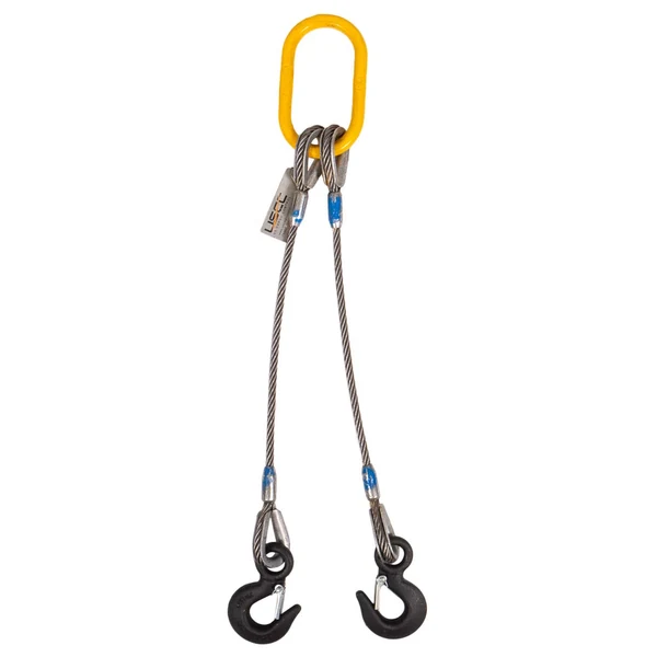1/4" x 6' 2-Leg Wire Rope Bridle Sling with Eye Hooks
